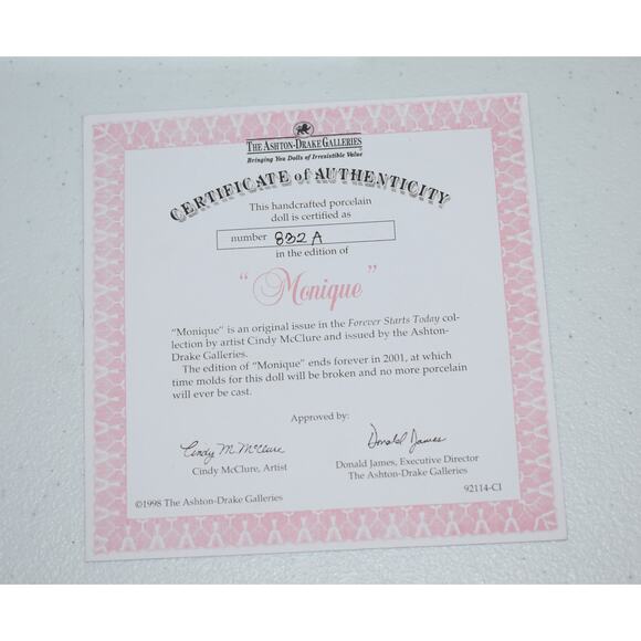 Monique Bride Doll from Forever Starts Today Collection Ashton-Drake COA - Picture 7 of 13